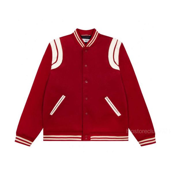 Jaquetas masculinas Mens Designer Jaqueta Casaco Mens Street Hip-hop Clássico Retro Beisebol Uniforme Cashmere Pure Color Casual Red Parka