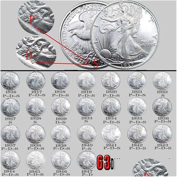 Artes e artesanato Liberty Coins 63pcs EUA andando brilhante sier cópia moeda fl conjunto arte colecionável entrega gota casa jardim presentes otmvo