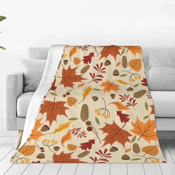 Decken, Herbst-Flanell-Überwurf, Decke, Blätter, für Zuhause, Auto, warmes Schlafzimmer, Steppdecke