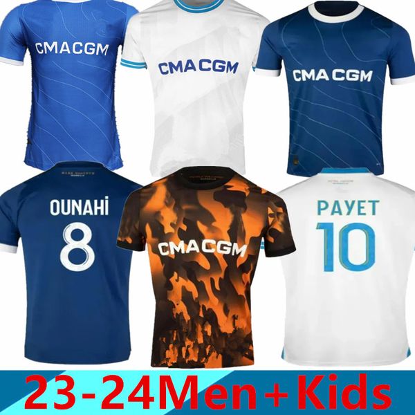 23 24 maillot Marselha camisas de futebol pé CUISANCE GUENDOUZI ALEXIS PAYET CLAUSS camisas de futebol homens crianças VERETOUT Sob OM jogador