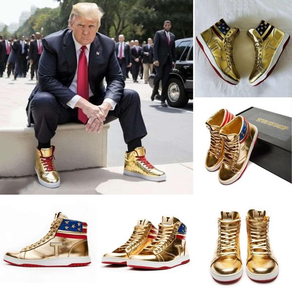 Novo T Trump Sneakers Trump Flag Trump Shoes Gold the Never Surrender High-tops 1 TS Gold Custom Outdoor Sneakers Conforto Esporte Trendy Lace-up Party Shoes