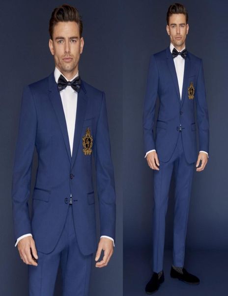 Abiti da uomo su misura da uomo Colore blu Due pezzi Giacca da uomo d'affari Smoking formali di buona qualità Set di abbigliamento da sposo3922522