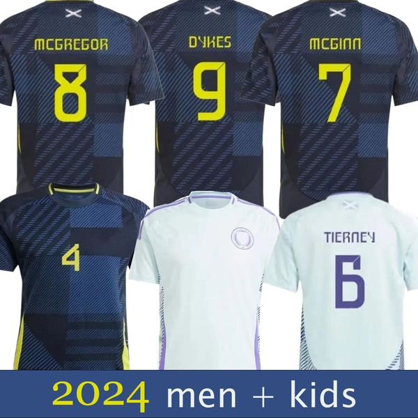 Футболка Шотландия 2024, домашняя синяя выездная белая европейская мужская и детская форма, футбольное джерси