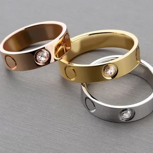 Anéis de anel designer de designer de anel para mulheres diamantes Diamond Classic Ring Titanium Aço prateado amor Anel e mulheres jóias de ouro rosa para amantes Casal anéis dhgate presente