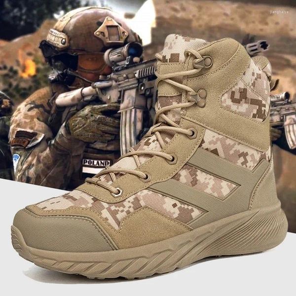 Wanderschuhe High Top Militärstiefel für Männer Schnürung Kampf Outdoor Taktische Armee Wüste Mittelkalb Knöchelarbeit