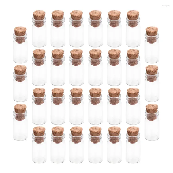 Vasos 30 pcs desejando garrafa pequena rolha vidro diy garrafas vazias mini decoração de madeira simples