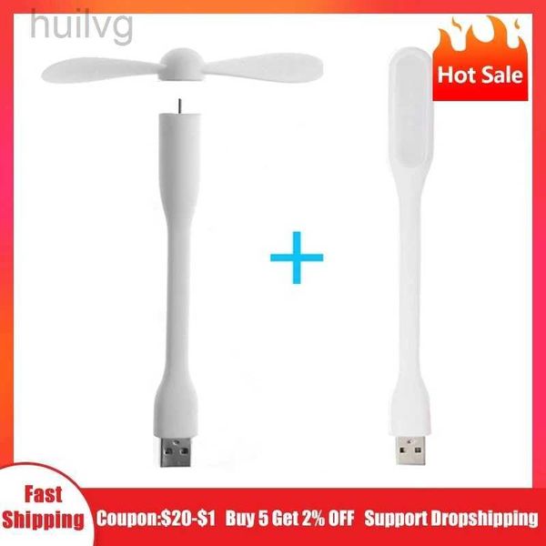 Fãs elétricos Hot Mini USB Fan Flexível Refrigeração Dobrável e Luz LED para Umidificador Power Bank Notebook Computador Verão Gadget 240316