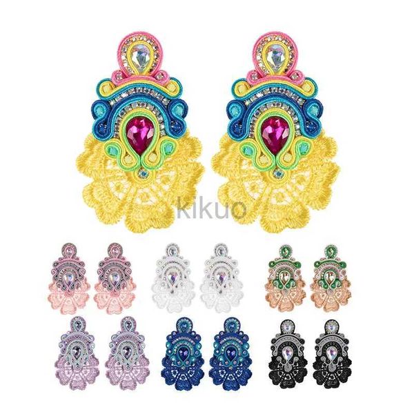 Dangle Chandelier KPACTA Moda Vintage Brincos Étnicos Femininos Brincos Grandes Novo Soutache Feito à Mão Brincos Pingente de Cristal Presente de Festa Oorbellen 24316