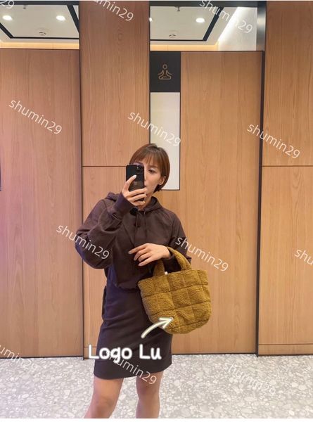 L-uulu Designer Plüschtasche Quilted Grid gebürstete Umhängetasche All-in-One-Handtasche Einzelschulter-Einkaufstasche