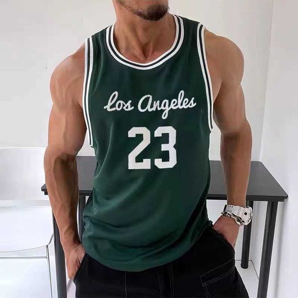 American Tank Top Mens Jersey Kolsuz T-Shirt Retro Basketbol Gömlek Eğitimi Fitness Spor Hızlı Kurutma