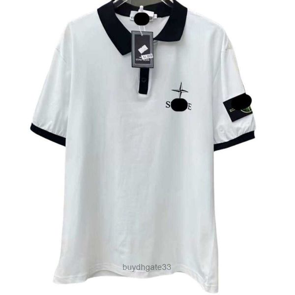 Erkek Polos Mens Tshirt Stones Tasarımcı Adası Orijinal Kalite Erkekler ve Kadın Nazikler Rahat Moda Günlük Gevşek Polo Gömlek H3LB