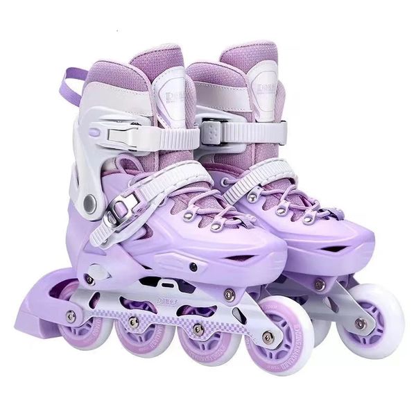 Mor Mavi Sline Roller Skate ayakkabıları çocuk 4 tekerlek spor ayakkabılar çocuk genç gençlik erkek kızlar tam set koruyucu vites takım elbise 240312