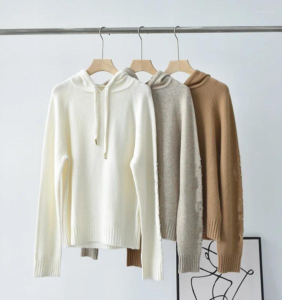 Felpe con cappuccio da donna in cashmere per le donne con maglione di stoffa da allenamento a maniche lunghe 2024 Felpa in maglieria super morbida dal design di lusso