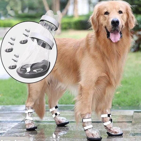 Vestuário para cães 4 PCs / pacote para animais de estimação sapatos de chuva impermeáveis ​​grandes botas chuvosas à prova de respingos para cães
