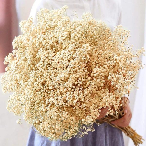 Flores decorativas 100g buquês de respiração para bebês ramos de gipsófila flores secas naturais decoração de casa guirlanda de casamento decoração seca