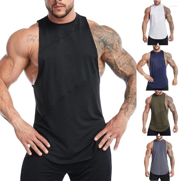 Erkek tank üstleri erkek vücut geliştirme spor spor sporları fitness kolsuz gömlek singlet fanila stringer yaz gündelik gevşek yelek