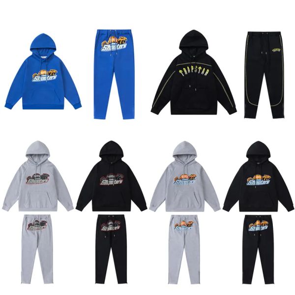 Trapstar Männer Trainingsanzüge Tiger Kopf Trapstar Shooters Trainingsanzug Handtuch Stickerei Damen Fleece Trainingsanzug Hoodies Hosen Sets