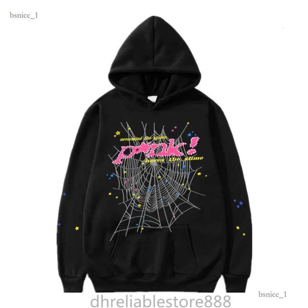 Erkek Kadın Hoodies Genç Thug Yüksek Kaliteli Tasarımcılar Hip Hop P*Nk Web Puff Baskı SP5der 555555 Hoodie Angel Örümcek Sweatshirt Ağır Kumaş Kazak 941