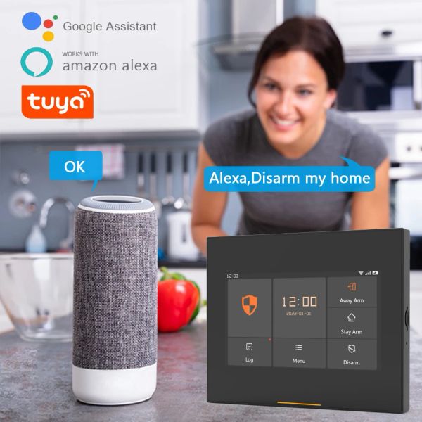 Kits ACJ Home Security Alarm System Kits Tuya Smart für Garage Residential and Shop Wireless Touch WiFi + GMS Support SamrtLife App