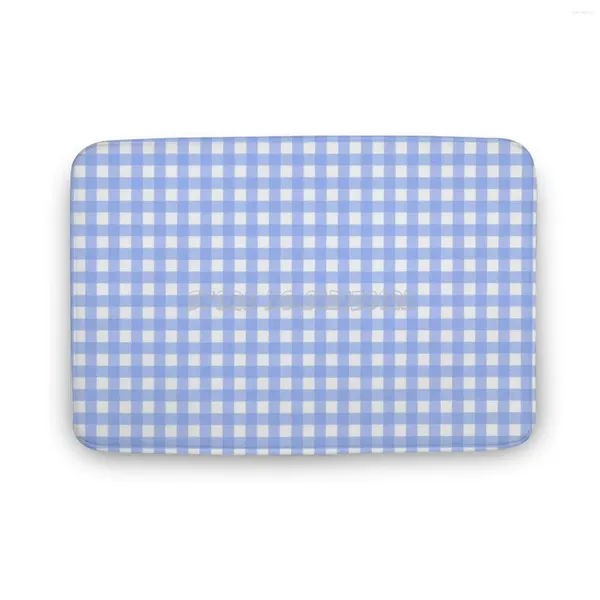 Teppiche Baby Blue Gingham Bodenmatte Tür Küchenteppich Badezimmerteppich Teppiche Heller und weißer Kini