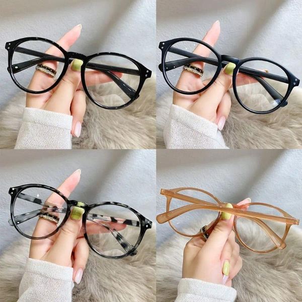 Óculos de sol -1.0--4.0 reduz a tensão ocular quadro redondo proteção UV anti luz azul espelho plano óculos óculos miopia