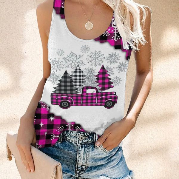 Tops Sommer Frauen lässig Slim Tank Top Sexy Fashion Vest 3d Weihnachtsbaumabdruck Rückenloser ärmelloser Panzer für Frauen Top