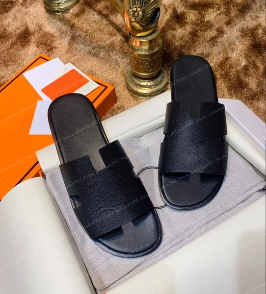 Erkek Terlik Tasarımcı Deri Izmir Sandal Erkekler Izmir Flip Flop Miras Buzağı Sandalet Summer Lazy Büyük Plaj Günlük Slaytlar