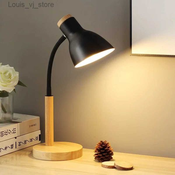 Tischlampen Holz Tischlampe Nordic Creative Flex Schreibtisch Licht Kunst Einfache LED E27 Lichter/Augenschutz Lesen Schlafzimmer Home Nachttischbeleuchtung YQ240316