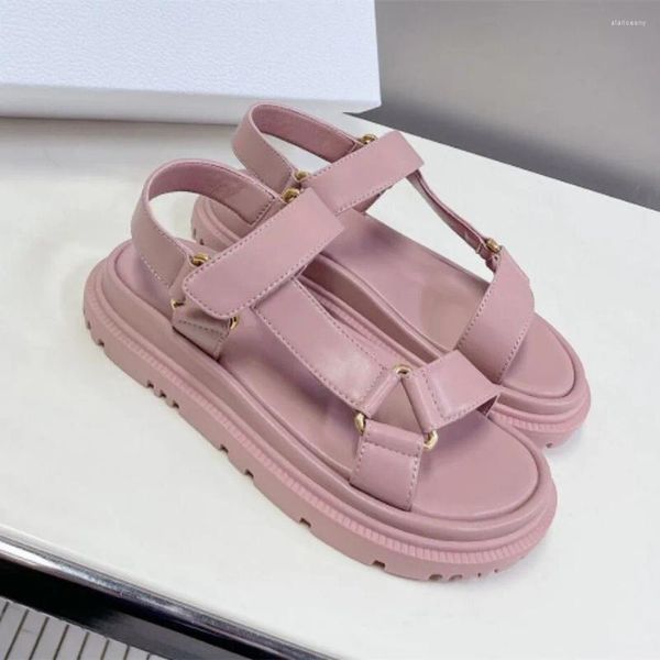 Casual Schuhe Größe 35-42 Strand Für Frauen Frühling Sommer Echtes Leder Plattform Sandalen Haken Nähen Alias Flache Designer