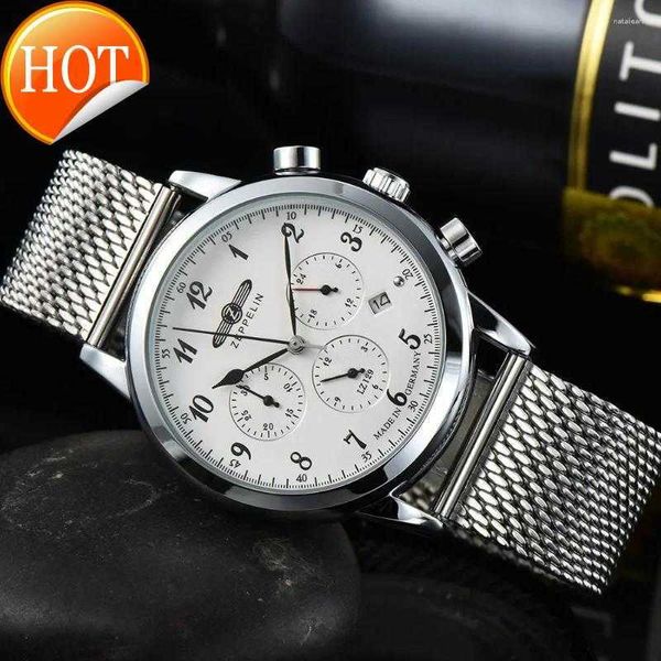 Relógios de pulso Zeppelin Business Mens Watch Marca Moda Relógios Homem Luxo Alta Qualidade Aço Malha Strap Top Venda Relogio Masculino