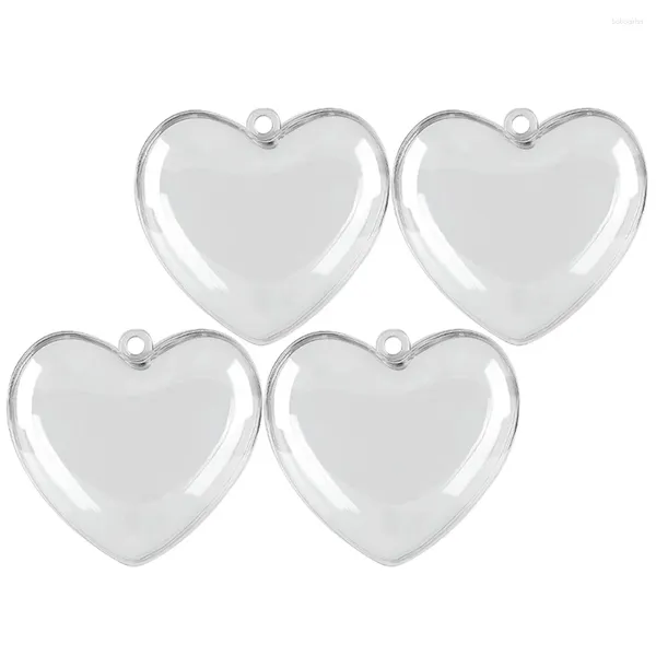 Estatuetas decorativas 4 pçs transparente coração pingente claro fillable bola bolas de plástico ornamentos pendurado decoração em forma de coração