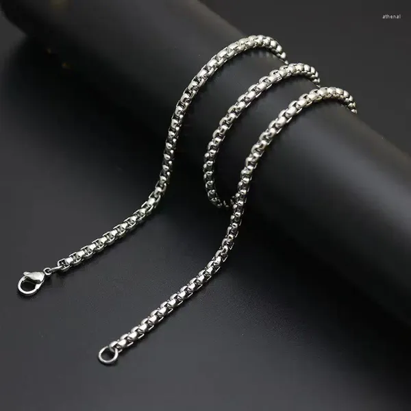 Collane con ciondolo Catena a scatola quadrata in titanio puro Collana di gioielli da 3,0 mm Accessori alla moda leggeri e anallergici Neutri