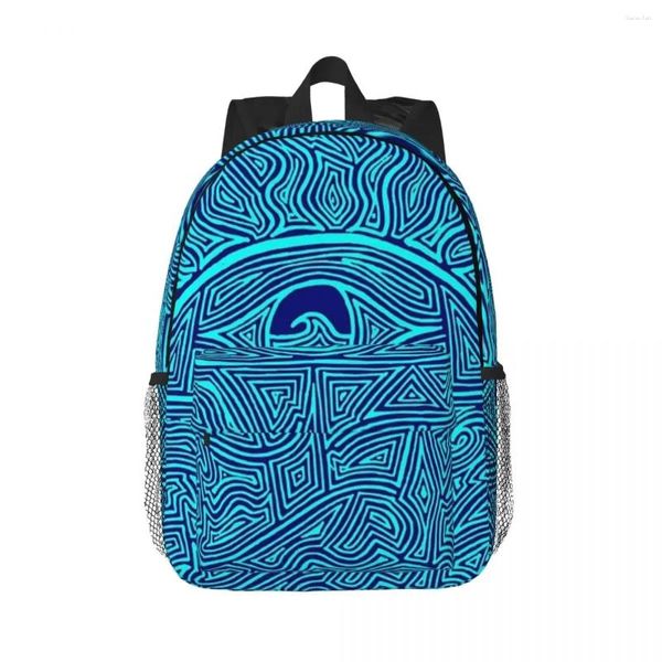 Zaino Space Beach (Neon Blue) Zaini Zaino per adolescenti Borse da scuola per studenti casual Zaino per laptop Borsa a tracolla di grande capacità