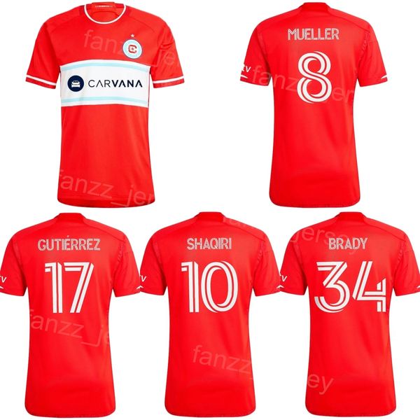 24-25 Chicago Soccer Fire 21 Fabian Herbers Jerseys 9 Hugo Cuypers 10 Xherdan Shaqiri 22 Mauricio Pineda 7 Maren Haile-Selassie Brian Gutierrez Camisas de Futebol Kits