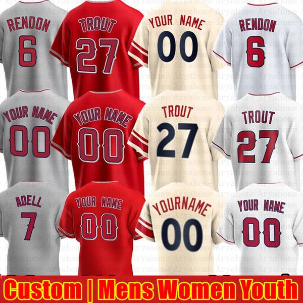 Benutzerdefinierte 27 Mike Trout CJ Cron Baseball Jersey Aaron Hicks Shohei Ohtani Anthony Rendon Nolan Schanuel Patrick Sandoval Jo Adell City Connect Moniak Herren Damen Jugend