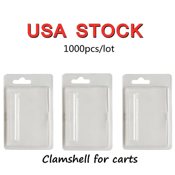 USA STOCK Clamshell-Verpackung für 510 Vape-Kartuschen 1 ml 0,8 ml Zerstäuber Klare PVC-Blister-Einzelhandelsverpackung für Ölkartuschenkartuschen Hülle Eemty 1000 Stück / Los