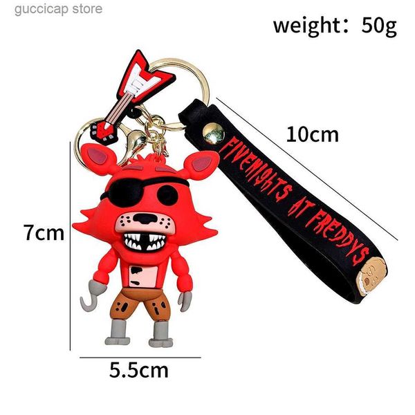 Portachiavi Cordini Commercio all'ingrosso Cartoon Gioco Action Figure FNAF dis Fazbear Orso Modello di bambola Giocattolo Cinque notti dy Portachiavi per regalo di compleanno per bambini Y240316