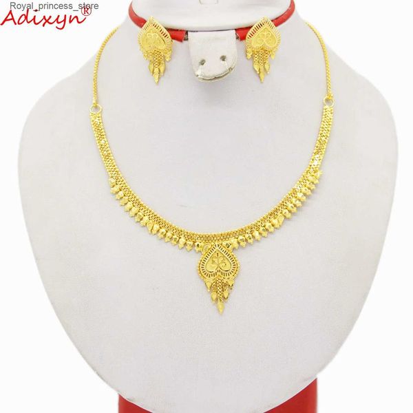Set di gioielli da sposa Adixyn Set di gioielli in oro leggero 24k adatto per donne Collana/orecchini Progetto festa etiope N07019 Q240316