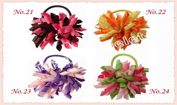 Mädchen Korker Pferdeschwanz Haargummis Halter Streamer Corker Haarschleifen Clip Cheer Bows Curly Ribbon Bow Haargummis 100 Stück PD0065530843