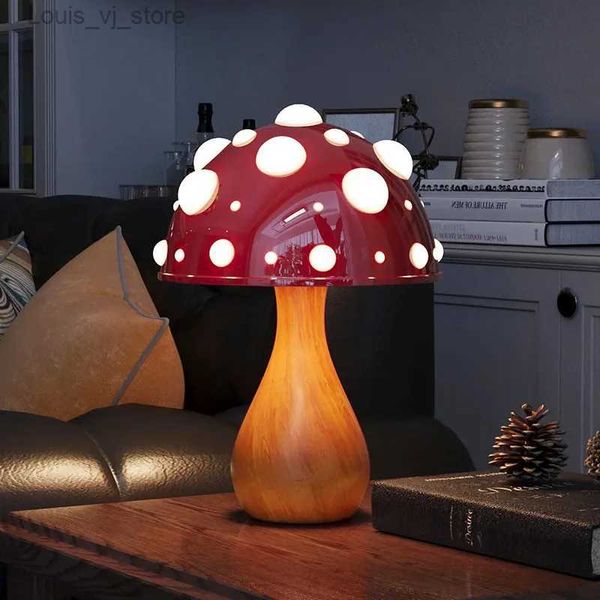 Tischlampen Amanita-Pilzlampe mit dreifarbiger LED-Glühbirne, Wechselstrom oder USB, warmes Licht, biomimetische Fliegenpilz-Schreibtischlampe für Wohnzimmer, Nachttisch, Hotel YQ240316