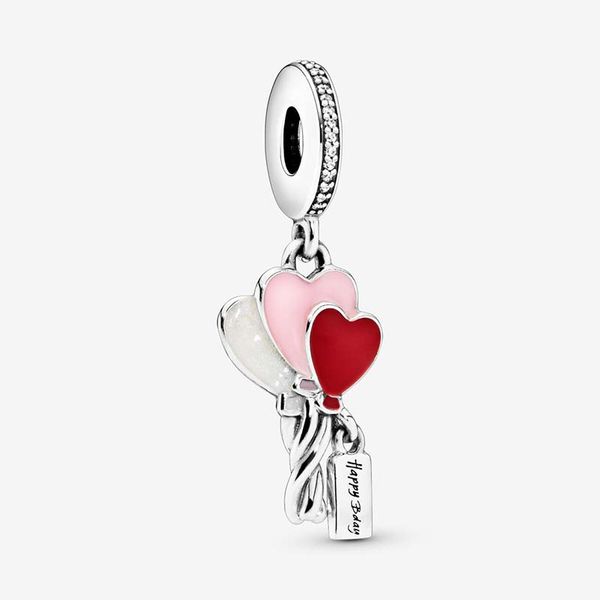 Happy Bday Balloon Dangle Charm Pandoras 925 Sterling Silber Rosa Herz Charms Armband Charms Halskette Anhänger Freundin Geschenk mit Originalverpackung Top Qualität