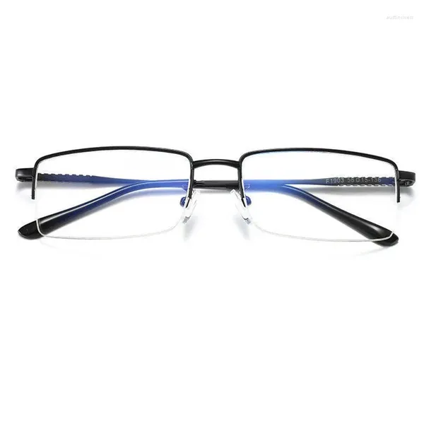 Óculos de sol anti-blu-ray miopia óculos homens de negócios com graus transmissão ao vivo de alta qualidade moda semi-rimless sem lig liso