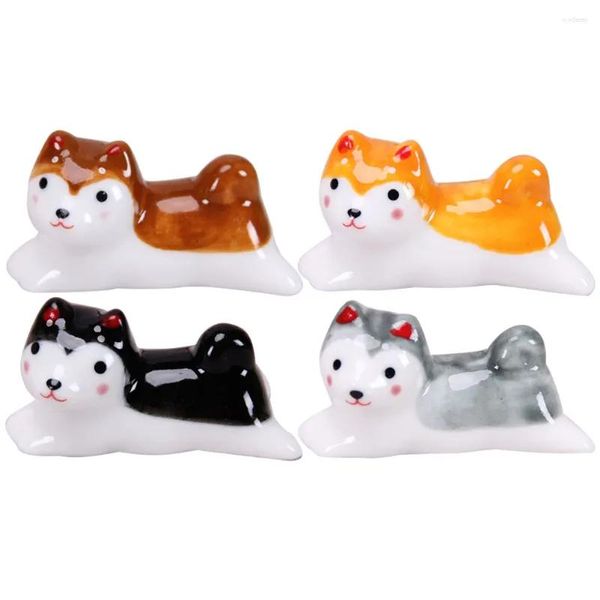 Geschirr-Sets 4 Stück Keramik-Essstäbchen-Rest-Desktop-Gabel Chinesisches Dekor Kleiner Hund Schöner Löffel Haushaltsbedarf Keramik-Zubehör Tabl DHLXV