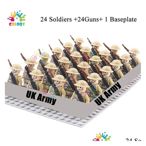 Soldat Kinderspielzeug Ww2 Militärfiguren Bausteine Nation Armeesoldaten bauen Ziegelsteine ​​pädagogisch für Jungen Weihnachtsgeschenk 230511 Dhqbx zusammen