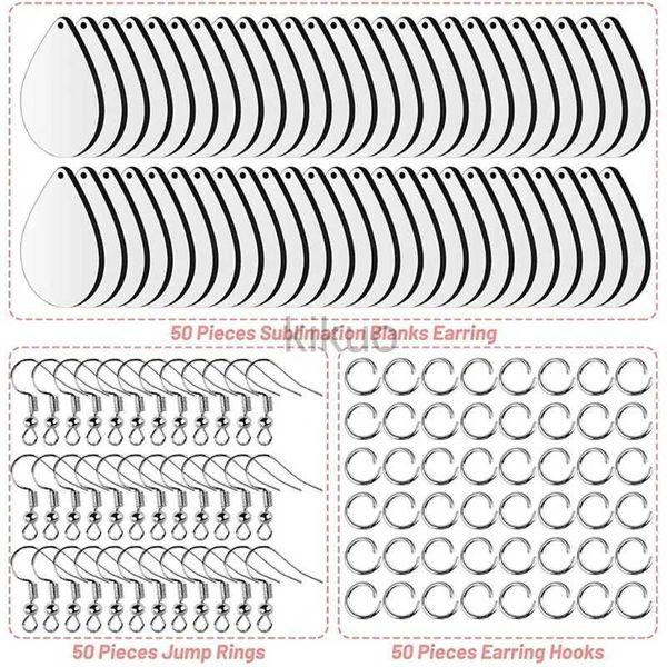 Baumelnder Kronleuchter, 50 Stück, Holzrohling, Sublimations-Ohrring-Herstellungsset, Tropfenanhänger, Biegeringe, Haken für Frauen, DIY-Handwerk, Schmuck 24316