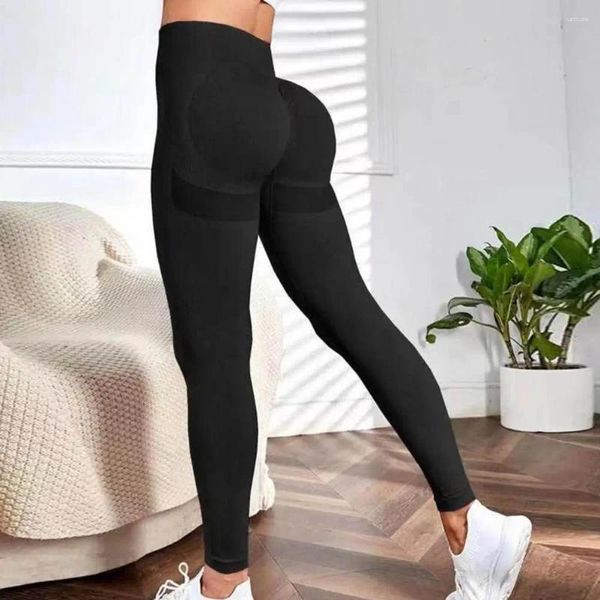 Aktive Hose, hohe Taille, elastisches Workout, Damen-Yoga-Leggings, Bauchkontrolle, gerüschte Beute mit Tasche, nahtlose Gym-Kompressionsstrumpfhose