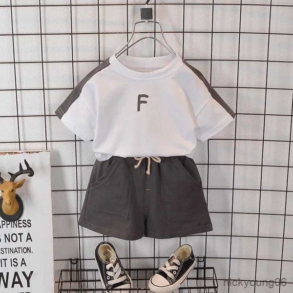 Conjuntos de roupas 0-5 anos menino simples moda coreana camiseta + bebê verão algodão shorts terno