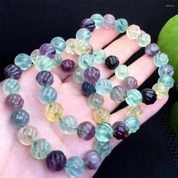 Link pulseiras 9mm natural fluorite pulseira cristal reiki cura pedra moda jóias presente para mulher 1pcs