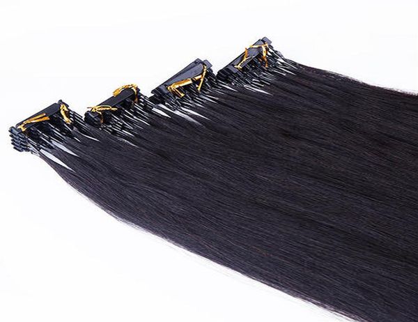 Fasci di capelli umani peruviani Estensioni dei capelli preincollati Loop Micro Anello 6d Punta Capelli Prodotti di seconda generazione Ntural Nero Marrone B6447092