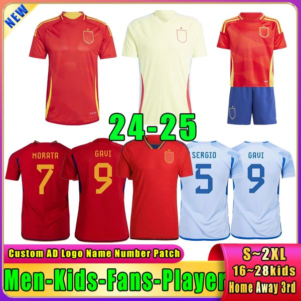 2024 Neue Spanien GAVI MORATA M.ASENSIO Nationalmannschaft Fanspielerversion Fußballtrikots Europapokal MERINO CANALES FABIAN Fußballtrikot Heim-Auswärts-Kinder-Kit-Uniformen